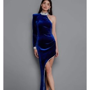 BRONX & BANCO NEFERTITI VELVET INDIGO BLUE DRESS GOWN - Sz XS